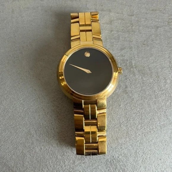 Movado Stiri Gold-Tone Black-Dial Watch